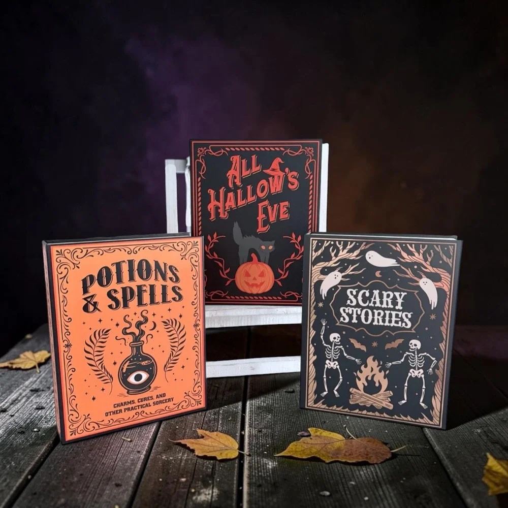 Halloween Faux Book Box Set of 3 Spooky Decorative Storage Potions Scary Stories